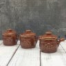Купить Набор из 3-х кокотниц (жульенниц) "Бочка", керамика, цветные поливы, Россия, 2000-2020 гг.