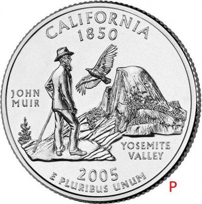 Купить США 25 центов (квотер) 2005 P — штат Калифорния
