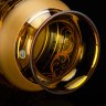 Купить Ваза интерьерная янтарного оттенка с растительным орнаментом на тулове, стекло, матирование, золочение, Чехия, 1990-2000 гг.