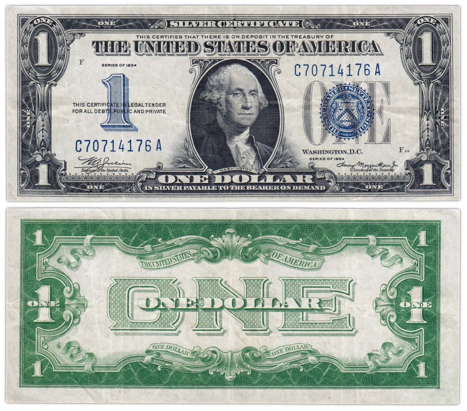 Сколько сегодня 5 долларов. Банкнота 1 доллар США. Банкнота доллара США 1934. 1 Доллар 1934 год. 5 Долларов 1934 года.