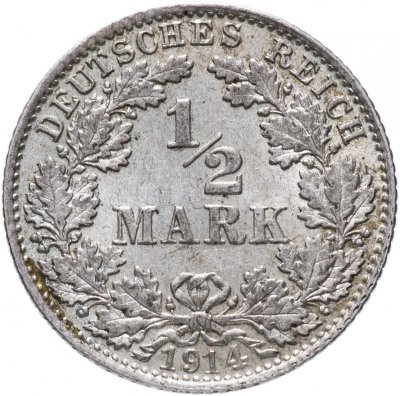 купить Германия, Германская империя 1/2 марки 1914 D
