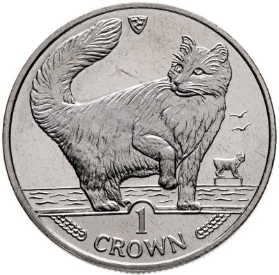 купить Остров Мэн 1 крона (crown) 1991 "Кошки - Норвежская лесная кошка"