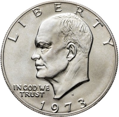 купить США 1 доллар 1973 S доллар Эйзенхауэра (Лунный доллар) серебро, знак монетного двора "S" - Сан-Франциско