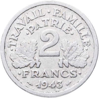 купить Франция 2 франка (francs) 1943 без обозначения монетного двора