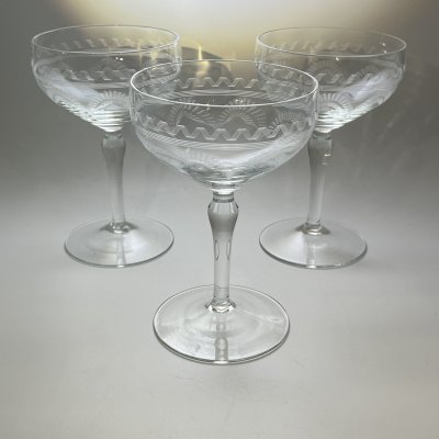 купить Набор из трех креманок с орнаментальным декором, стекло, травление (пантография), СССР, 1910-1950 гг.