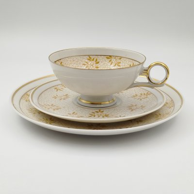 купить Трио чайное, украшенное цветочным декором, фарфор, деколь, золочение, Schaubach-Kunst, Wallendorf, Германия, 1970-1990 гг.