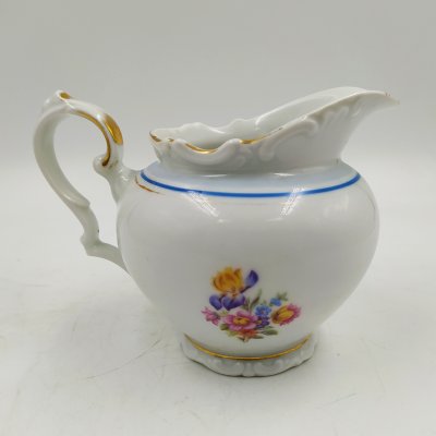 купить Молочник с цветочным декором и синим кантом, фарфор, деколь, золочение, Kahla, Германия, 1937-1956 гг.
