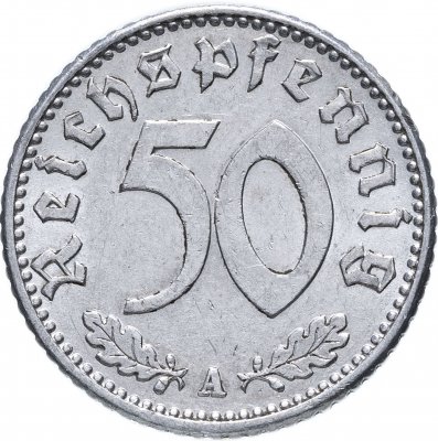 Купить Германия (Третий Рейх) 50 рейхспфеннигов (reichspfennig) 1943 A