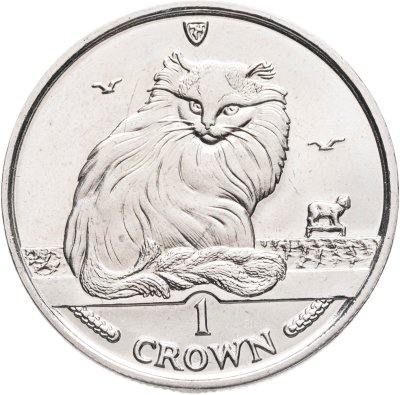 купить Остров Мэн 1 крона (crown) 1995 "Кошки - Турецкая ангора"