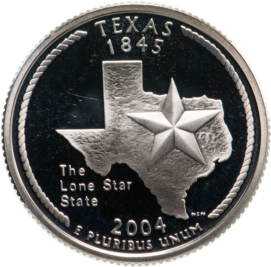 купить США 25 центов (квотер, 1/4 доллара, quarter dollar) 2004 "Техас (Texas)"