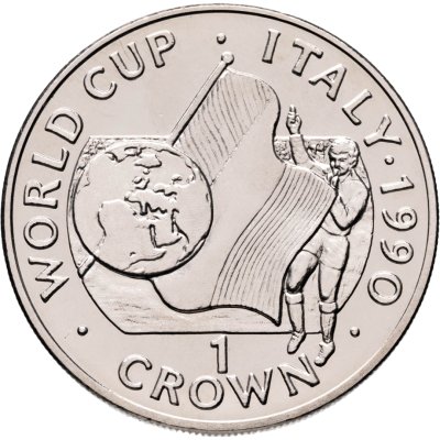 купить Гибралтар 1 крона 1990 "Чемпионат мира по футболу 1990 - глобус"