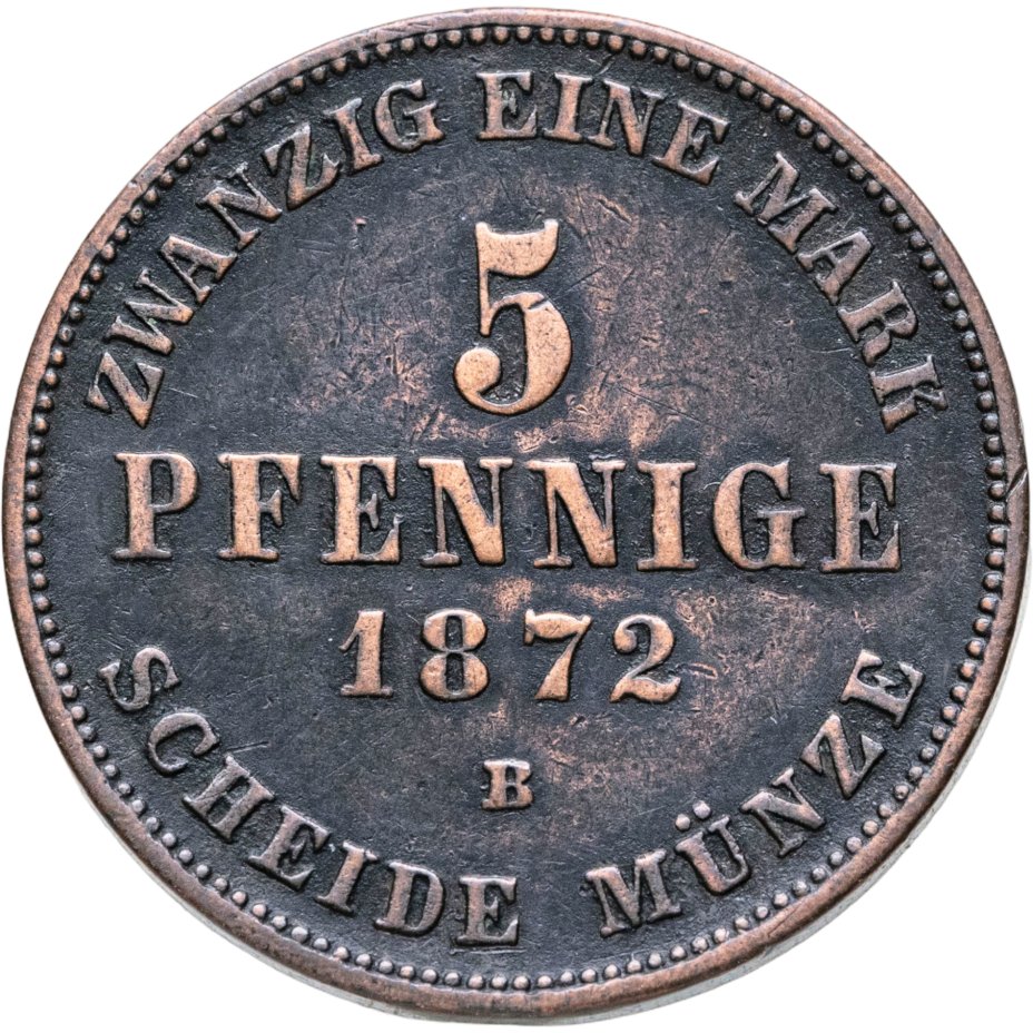 Купить Германская империя, Мекленбург-Шверин 5 пфеннигов 1872