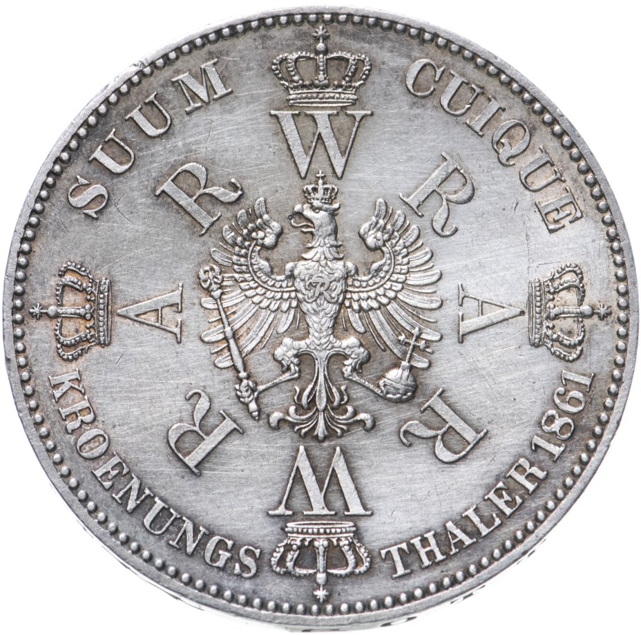 купить Пруссия 1 талер 1861 "Коронация Вильгельма I и Августы"