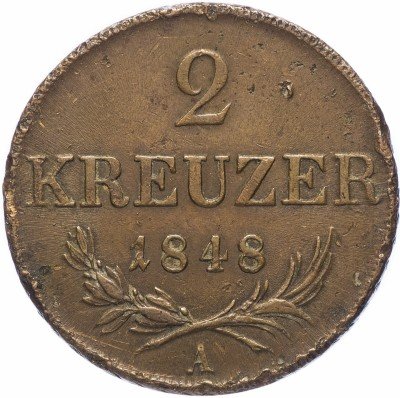 Купить Австрия 2 крейцера 1848