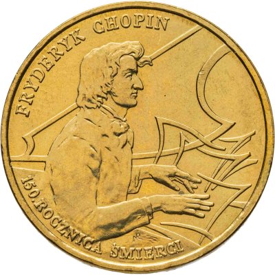 купить Польша 2 злотых (zlote) 1999 "150 лет со дня смерти Фредерика Шопена"