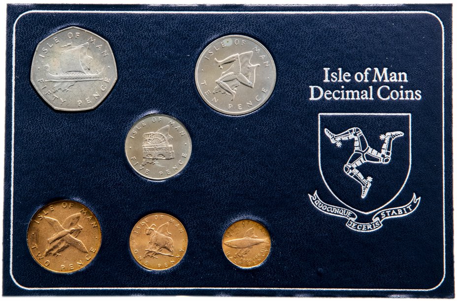купить Остров Мэн набор монет 1977 (6 монет в футляре)