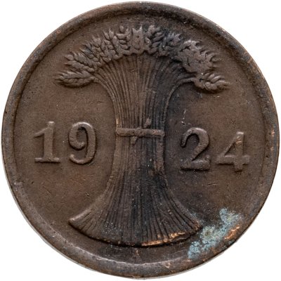 купить Германия 2 рейхспфеннига (reichspfennig) 1924 A знак монетного двора "A" — Берлин