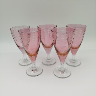 купить Набор рюмок на 5 персон "Зерна", автор А.М. Маева, стекло, резьба, Ленинградский завод художественного стекла (ЛЗХС), СССР, 1970-1990 гг.