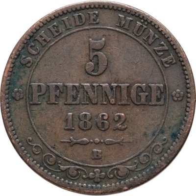купить Германия (Саксония) 5 пфеннигов 1862 В
