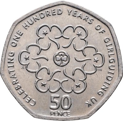 купить Великобритания 50 пенсов 2010 "100 лет женской организации скаутов"