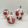 Купить Сервиз чайный на 3 персоны (9 предметов), украшенный цветочным декором, фарфор, деколь, золочение, Полтавский фарфоровый завод, СССР, 1965-1991 гг.