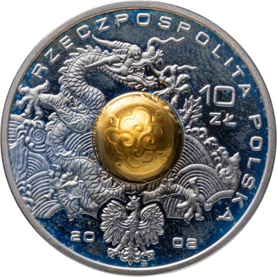купить Польша 10 злотых (zlotych) 2008 Игры XXIX летней Олимпиады Пекин-2008 (Золотой сердечник)