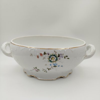 купить Супница (террина) с цветочным декором, без крышки, фарфор, деколь, роспись, золочение, Cmielow, Польша, 1900-1914 гг.