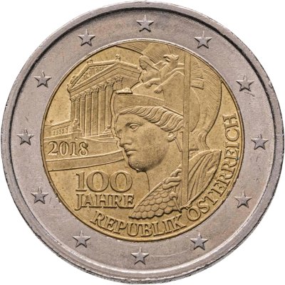 купить Австрия 2 евро (euro) 2018 "100 лет Австрийской Республике"