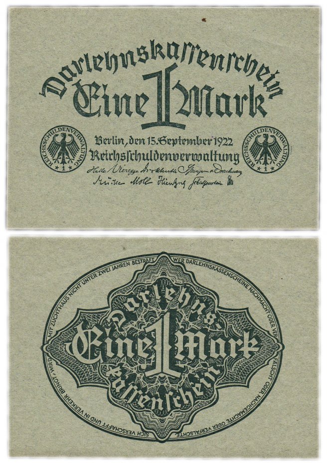 купить Германия 1 марка 1922 (Pick 61)