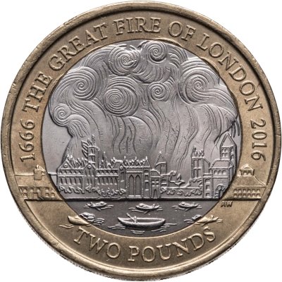 купить Великобритания 2 pounds (фунта) 2016 "350 лет Великому лондонскому пожару"