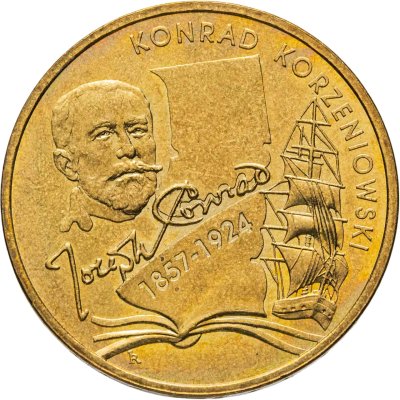 купить Польша 2 злотых 2007 "Польские путешественники - 150 лет со дня рождения писателя Джозефа Конрада (Юзефа Коженёвского) Корабль"