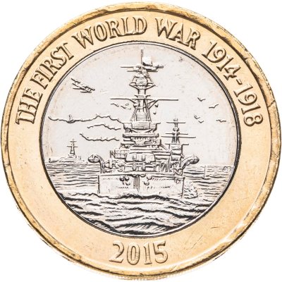 купить Великобритания 2 фунта (pounds) 2015 "Королевский флот в Первой мировой войне. С флагом."