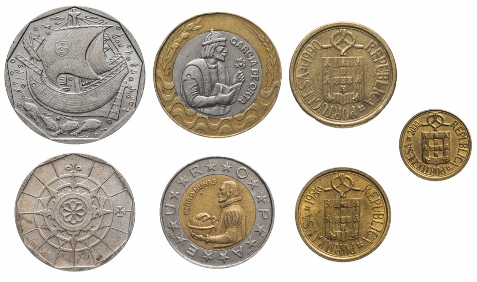 купить Португалия набор монет для обращения 1986-2001 (7 штук)