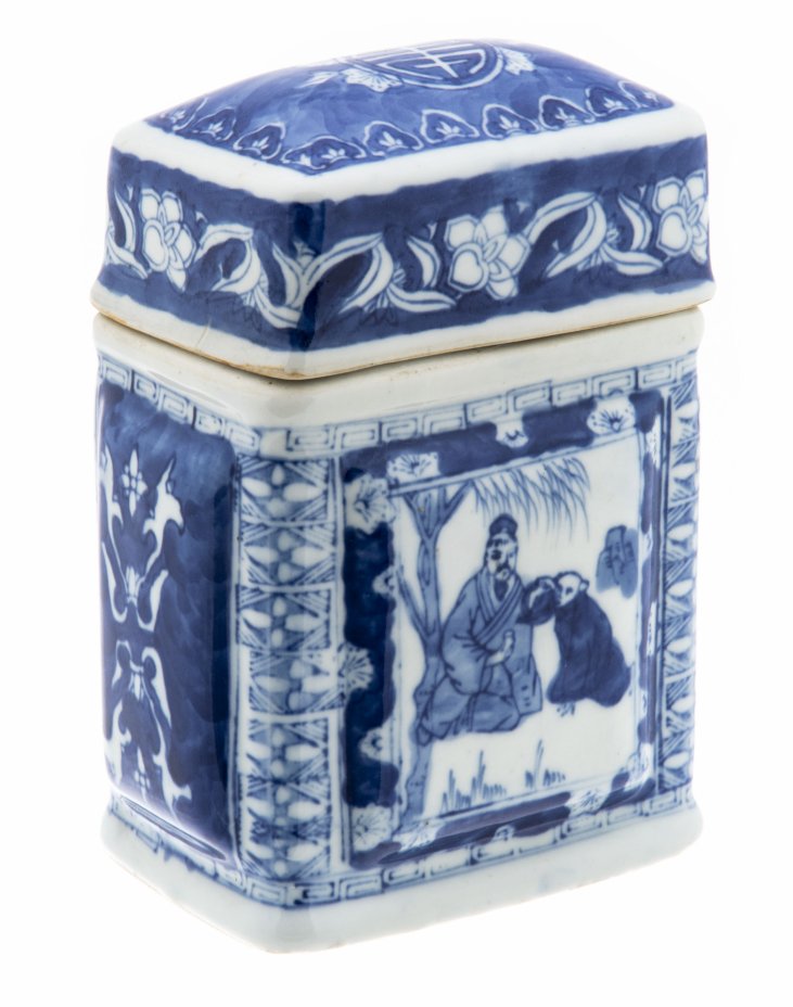 Емкость для хранения чая (чайница), декорированная изображением пейзажа ...