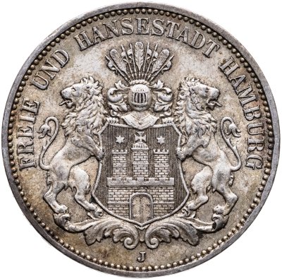 купить Германия (Империя) 3 марки (mark) 1912 J Гамбург