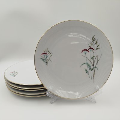 купить Набор десертных тарелок с растительным декором на 6 персон, серия "Monika", фарфор, деколь, золочение, Christian Seltmann, Weiden, Германия, 1960-1980 гг.