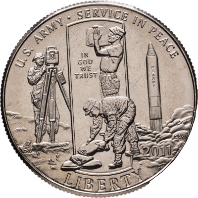 купить США 50 центов (1/2 доллара, half dollar) 2011 Армия США, знак монетного двора: "D" - Денвер