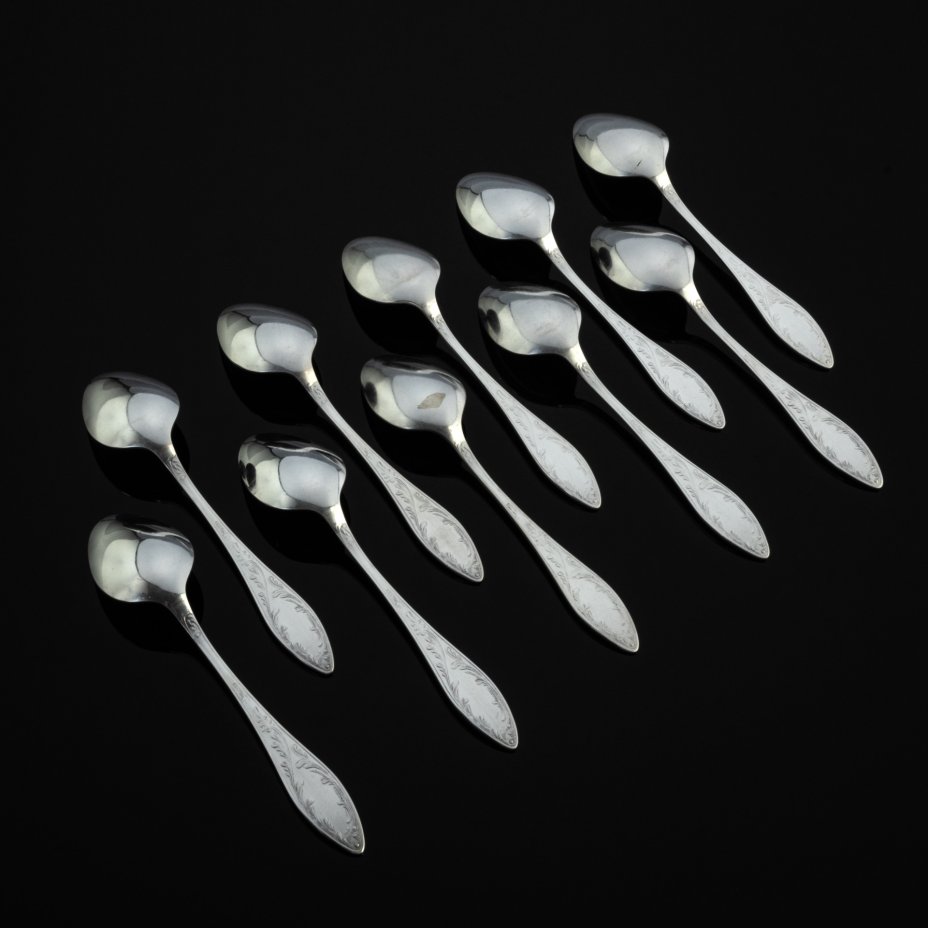 Набор из десяти столовых ложек \"Пламя\", мНЦ (медь-никель-цинк ...