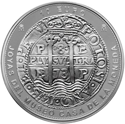 купить Испания 10 евро 2025 "Монета 8 реалов 1673, монетный двор Потоси, Карлос II" в футляре с сертификатом