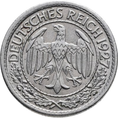 купить Германия 50 рейхспфеннигов (reichspfennig) 1927 знак монетного двора "A" — Берлин
