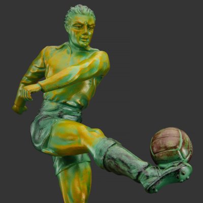 купить Статуэтка в стиле ар-деко "Футболист" на каменном постаменте, металл, литье, патинирование, мрамор, Западная Европа, 1980-2000 гг.