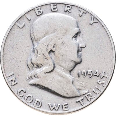 купить США 50 центов (1/2 доллара, half dollar) 1954 Franklin Half Dollar