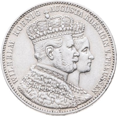 купить Германия, Пруссия 1 союзный талер (vereinstaler) 1861 "Коронация Вильгельма I и Августы"