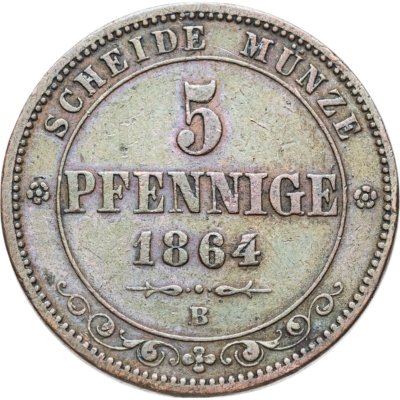 купить Германия, Саксония 5 пфеннигов 1864