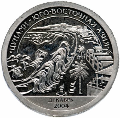 Купить Шпицберген жетон 10 разменных знаков 2005 "Цунами в Юго-Восточной Азии" (неофициальный выпуск)