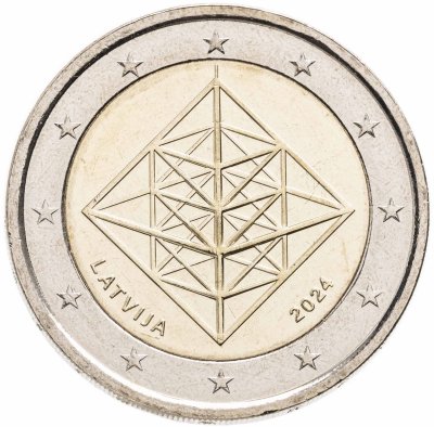 купить Латвия 2 евро 2024 "Пузурис - традиционное украшение"