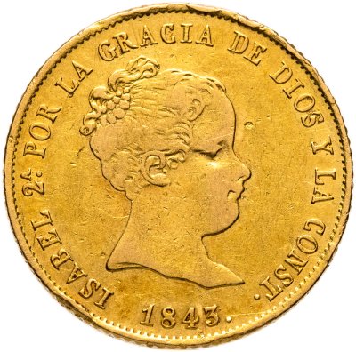 купить Испания 80 реал 1843, знак монетного двора "M" - Мадрид