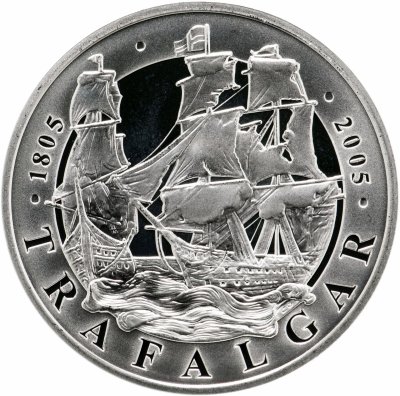 Купить Великобритания 5 фунтов (pounds) 2005 "200 лет Трафальгарской битвы" в футляре, с сертификатом