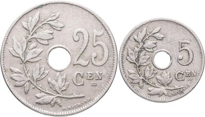 купить Бельгия набор 5 и 25 сантимов 1910 на голландском языке (Belgiё)