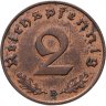 Купить Германия (Третий рейх) 2 рейхспфеннига (reichspfennig) 1939 B, в слабе Монетник.ру MS61